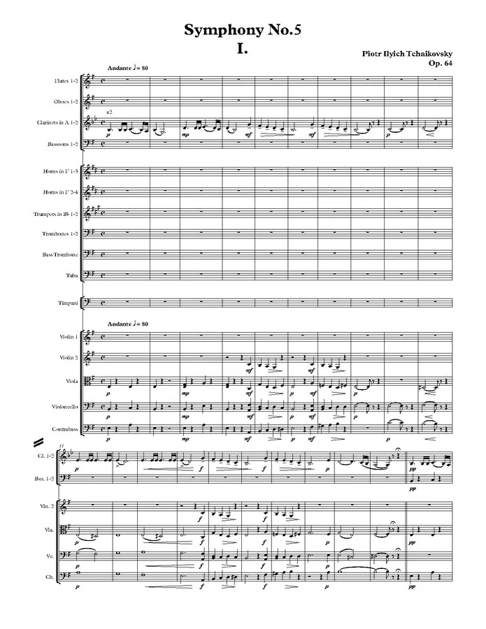 Symphony No.5, Op.64 (Tchaikovsky, Pyotr) - IMSLP: Free Sheet Music PDF ...