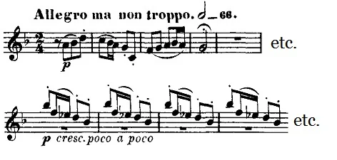 Mahler Symphony No. 1 opening motif score