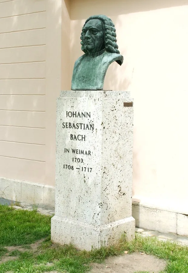 Bach memorial in Weimar, where he was briefly imprisoned before moving to Köthen