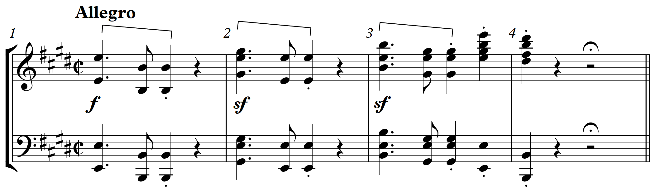 Beethoven Fidelio Overture Score (bars 1-4)