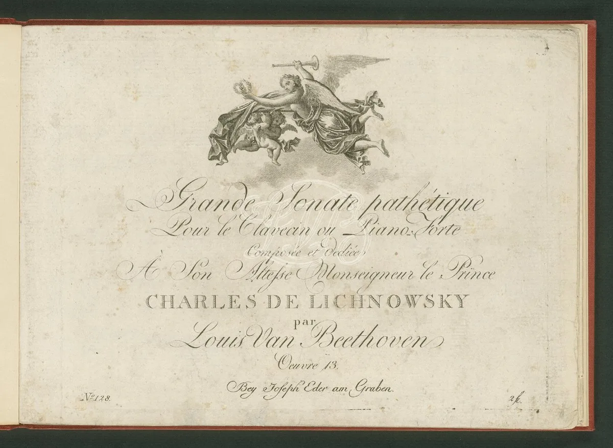 Title page of Joseph Eder's 1799 first edition of Beethoven's Piano Sonata No. 8, Op. 13