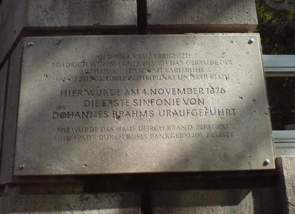 Brahms Symphony No 1 premiere plaque in Karlsruhe