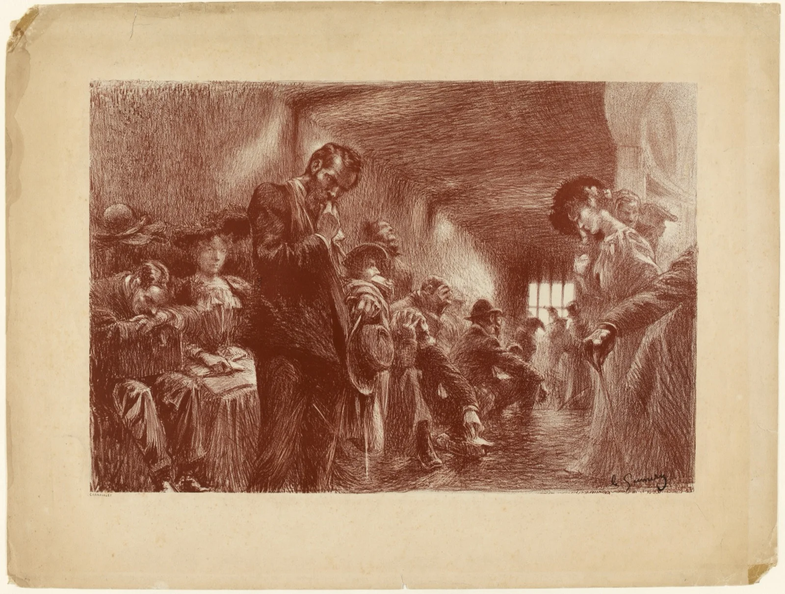Concert scene at the Concerts Lamoureux, late 19th century lithograph