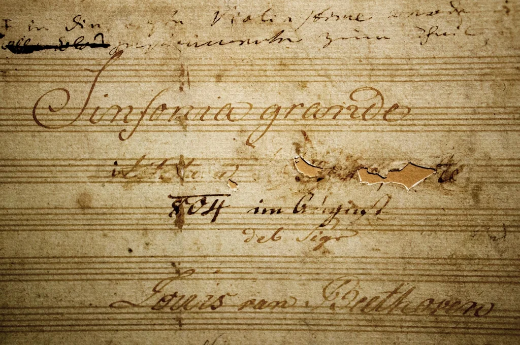 Eroica Symphony title page with erasure marks