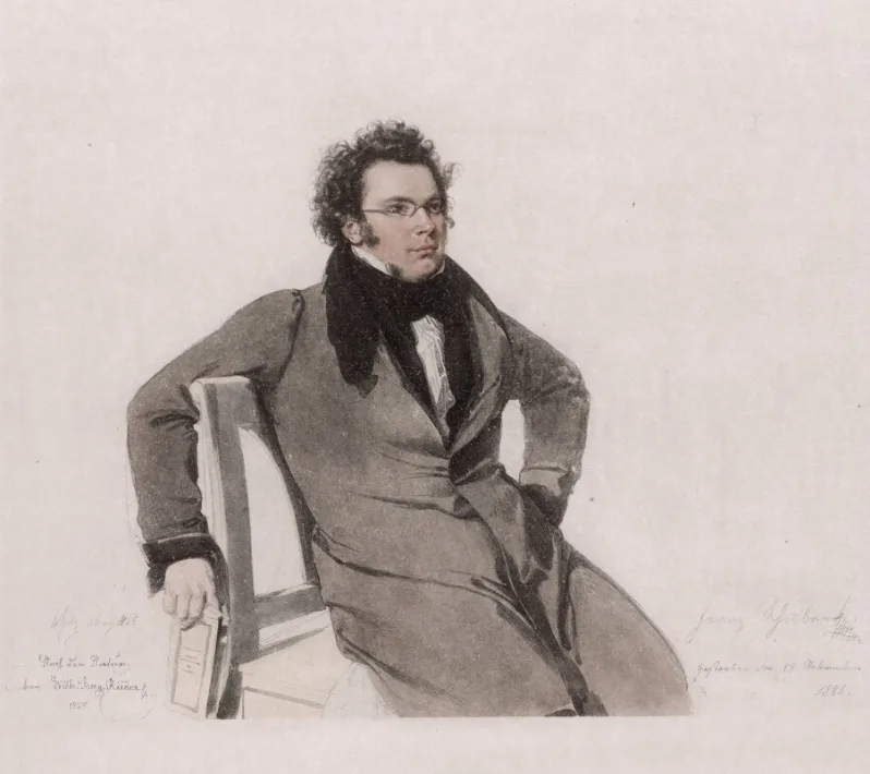 Franz Schubert, watercolor portrait by Wilhelm August Rieder, 1825