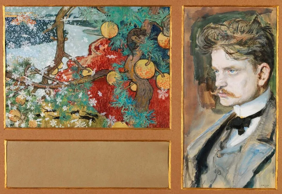 The famous painting of Jean Sibelius by Akseli Gallen-Kallela, depicting him in a dark, contemplative mood.