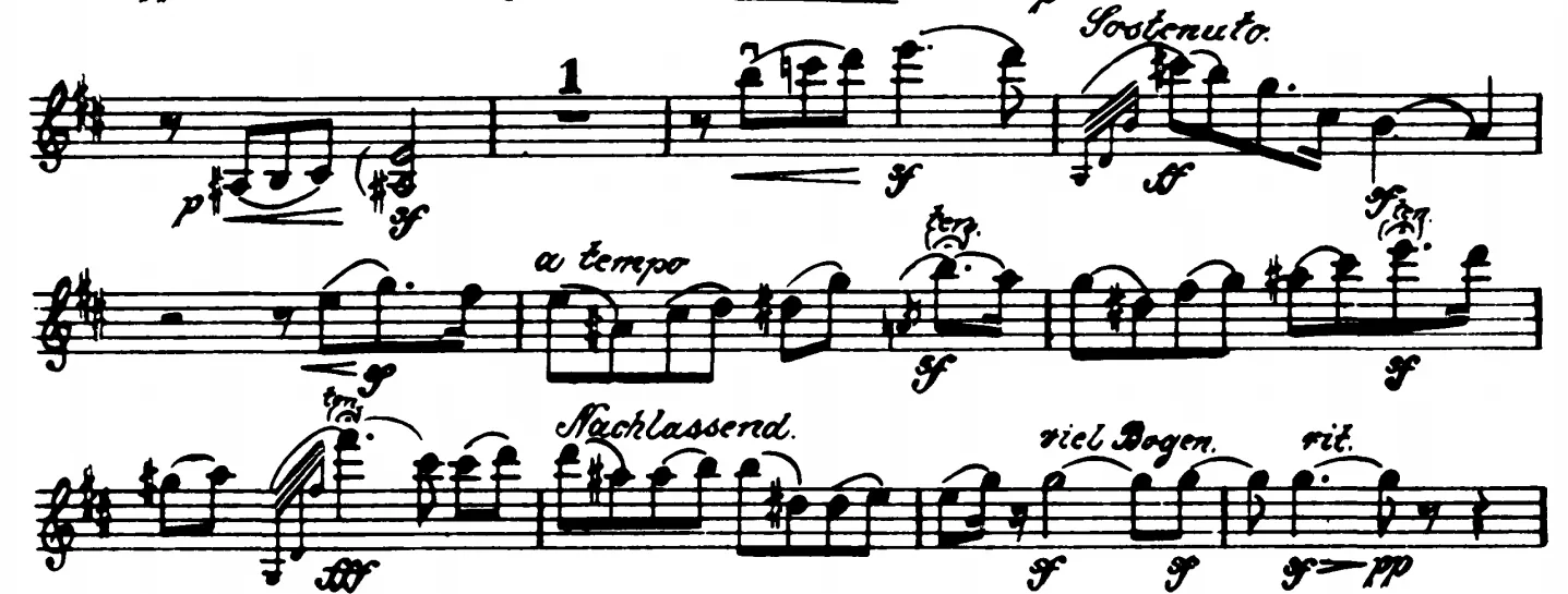 Alma theme from Mahler Symphony No. 6, first movement, violin score