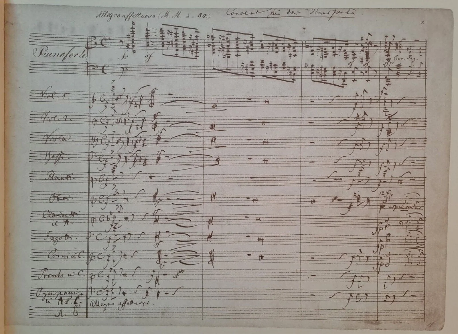 Facsimile of Schumann's autograph manuscript for the Piano Concerto in A minor — the traces of the C–H–A theme are visible.