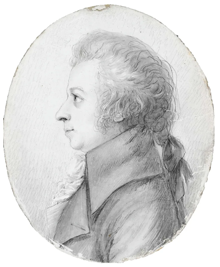 Wolfgang Amadeus Mozart in 1789, drawn by Doris Stock in Leipzig