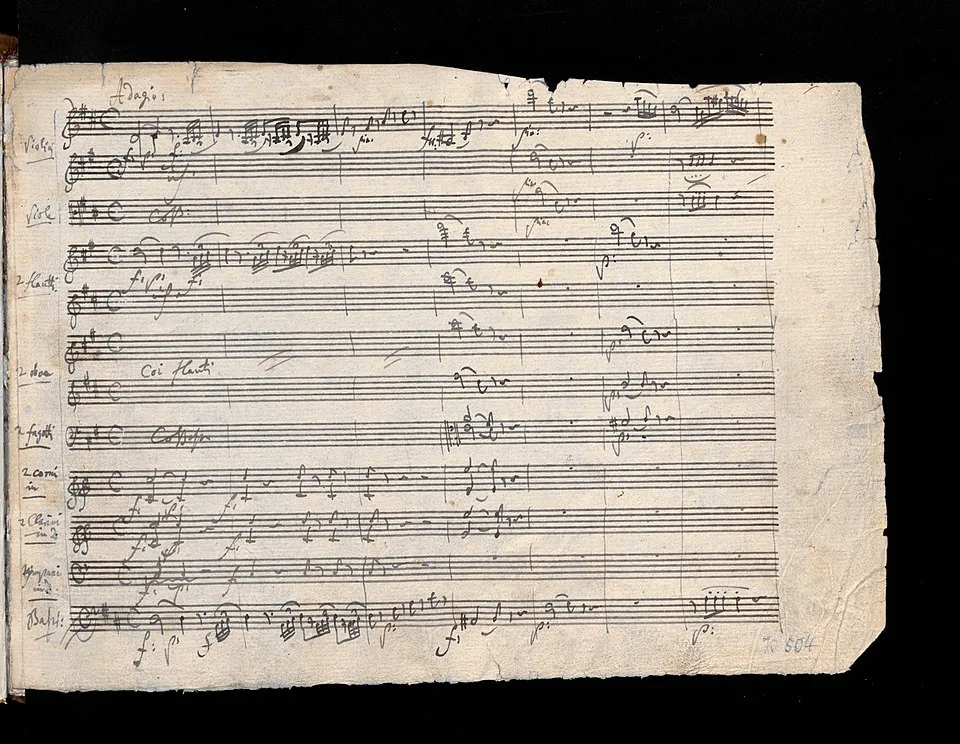 Mozart Symphony No. 38 K.504 autograph manuscript first page