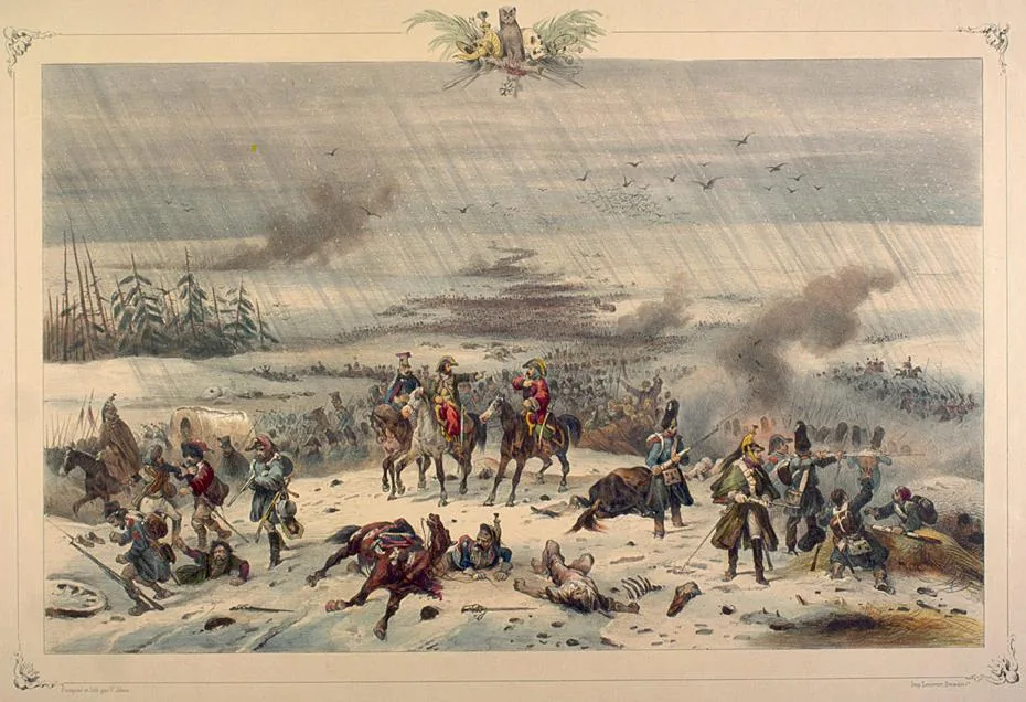 Napoleon's retreat from Russia in 1812 painting by Albrecht Adam