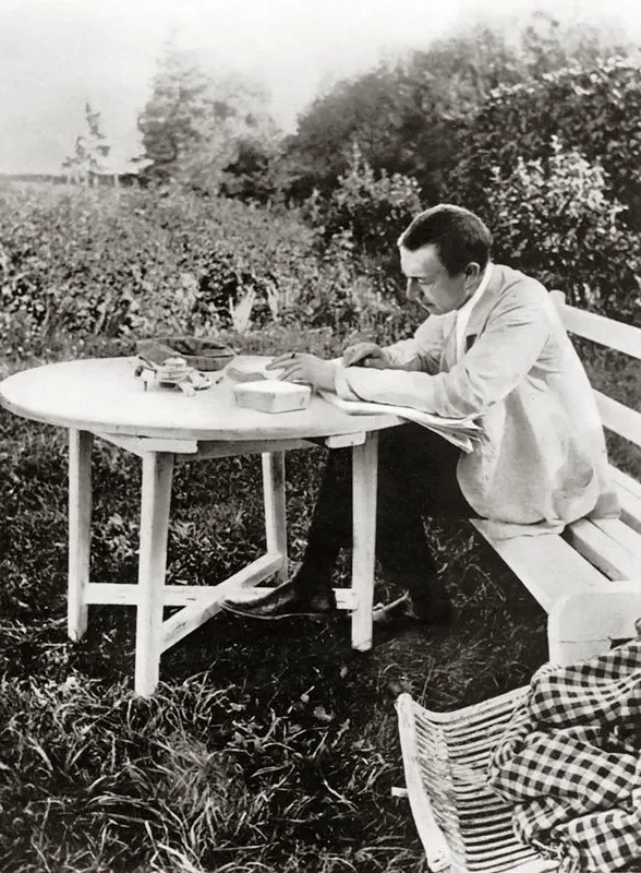 Rachmaninoff proofing a musical score