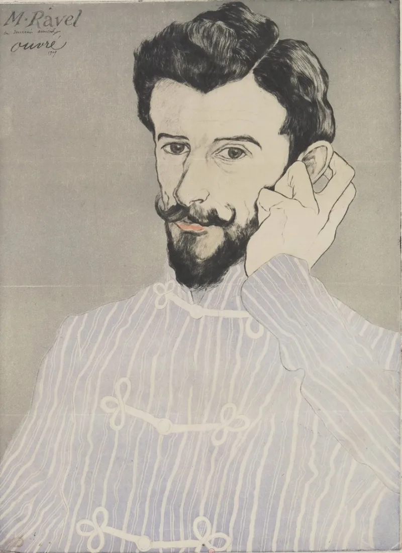Portrait sketch of Maurice Ravel by Achille Ouvré