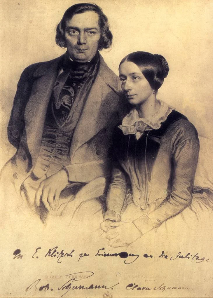 Eduard Kaiser, Robert and Clara Schumann (1847) — a portrait of two lovers who defended their union in court.