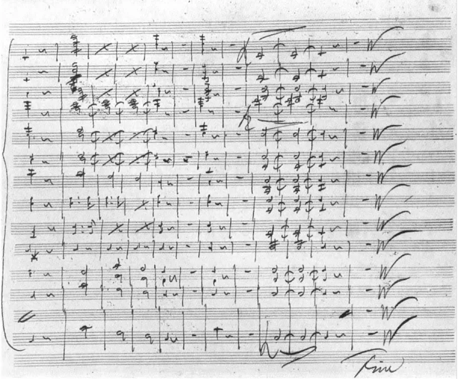 Last page of Schubert Symphony No. 9 D.944 autograph manuscript