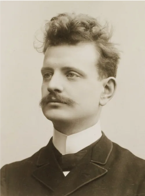 A formal, intense portrait of a young Jean Sibelius, around 1895.