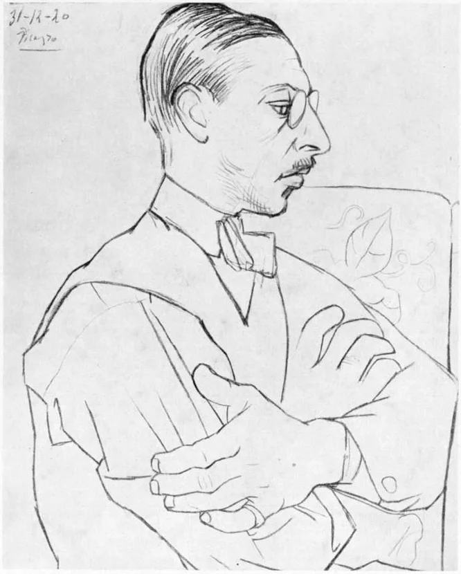 Pablo Picasso sketch of Igor Stravinsky