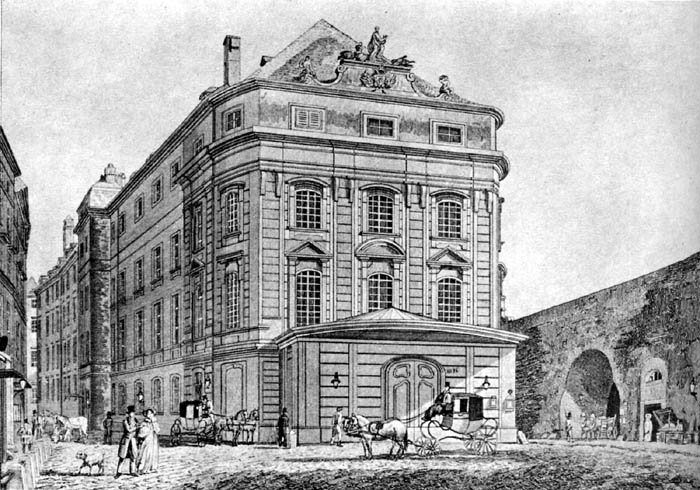 Engraving of the Theater am Kaerntnertor in Vienna, site of the 1824 premiere of Beethoven's Ninth Symphony