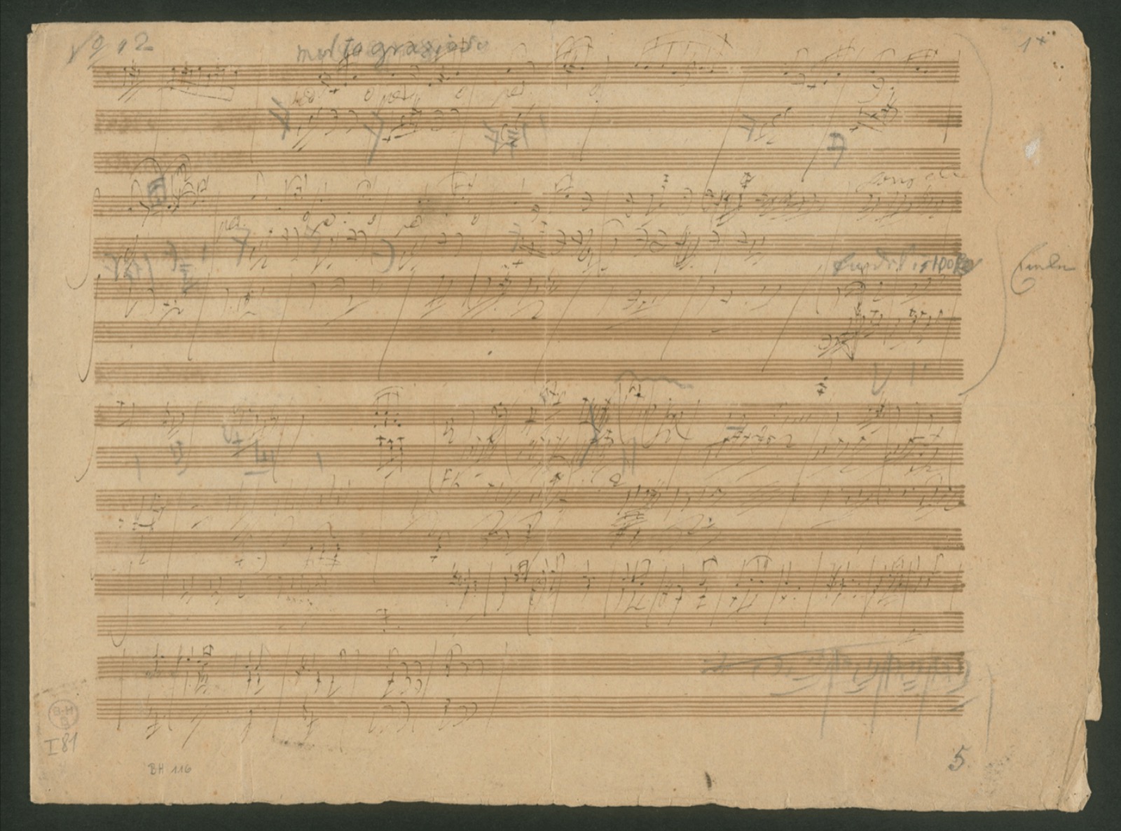 Beethoven's handwritten 1810 draft page for Fur Elise, held at the Beethoven-Haus in Bonn
