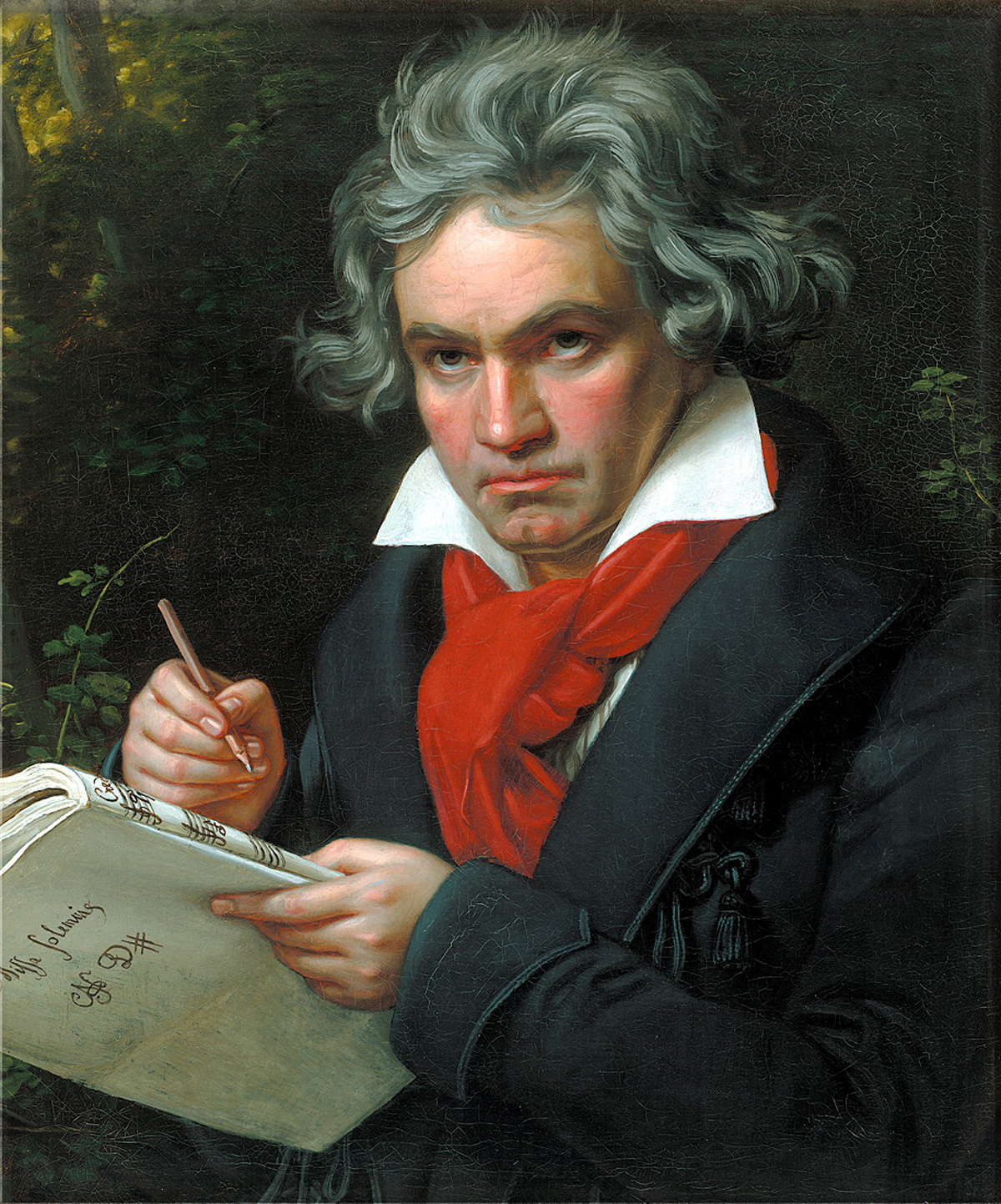 Oil portrait of Ludwig van Beethoven holding a manuscript, painted by Joseph Karl Stieler in 1820