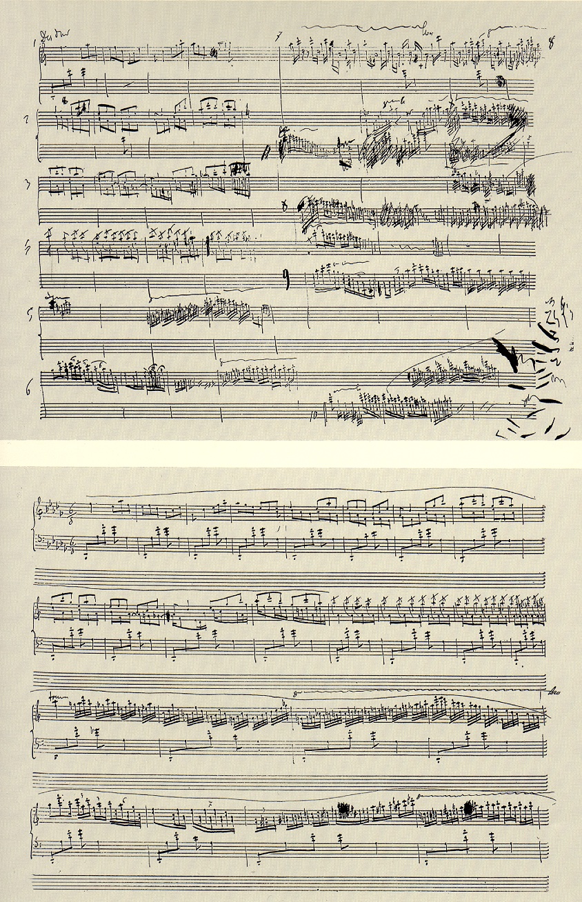 Chopin's handwritten sketch and first manuscript page of the Berceuse in D-flat major, Op. 57