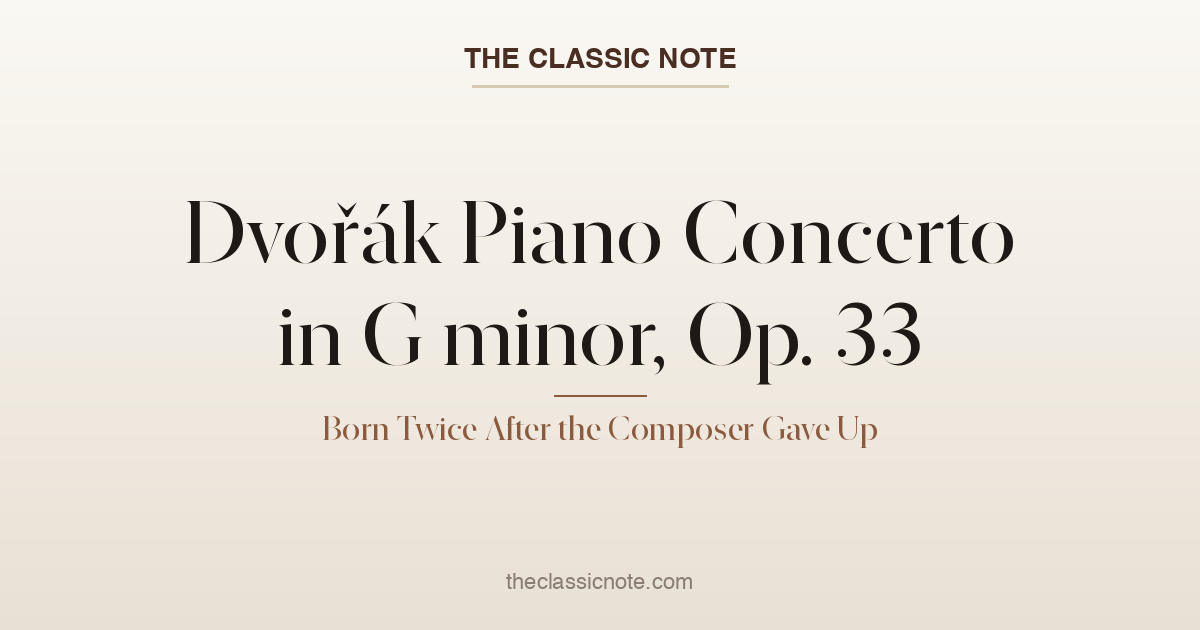 Dvořák Piano Concerto in G minor, Op. 33 — Born Twice After the Composer Gave Up
