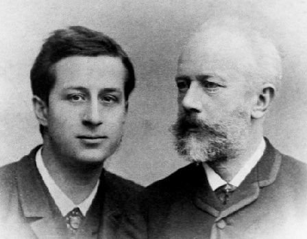 Historic photograph of the pianist Alexander Siloti seated beside the composer Pyotr Ilyich Tchaikovsky