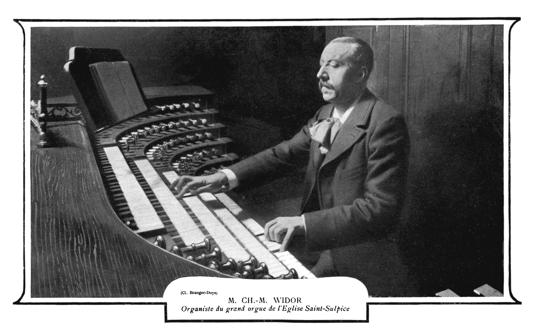 Charles-Marie Widor seated at the Cavaille-Coll organ console of Saint-Sulpice in Paris, photographed in 1903