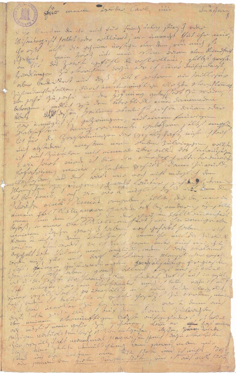 First page of Beethoven's handwritten Heiligenstadt Testament, a dense German manuscript letter addressed to his brothers
