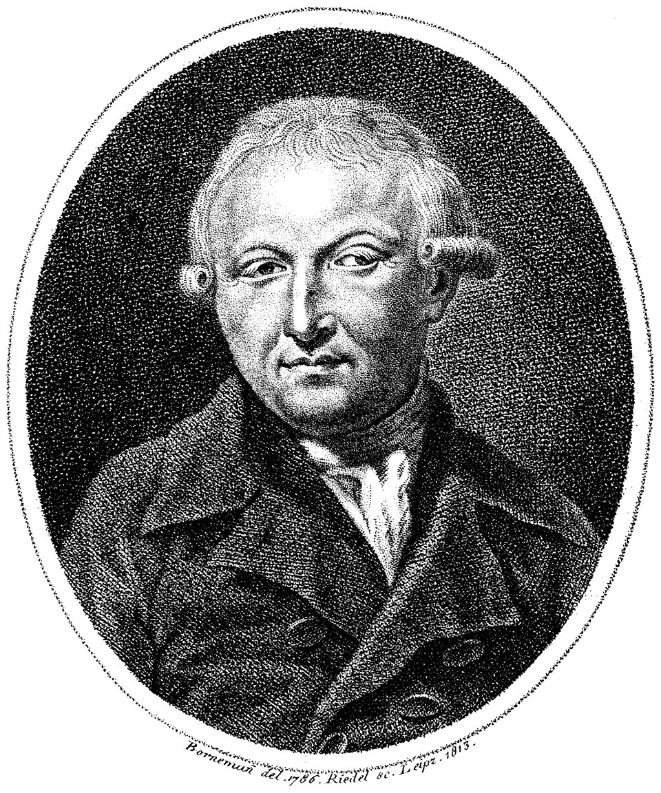 Eighteenth-century engraved oval portrait of the music historian Johann Nikolaus Forkel