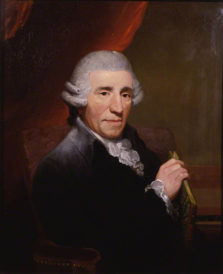 Portrait of Joseph Haydn in a white wig and dark coat, painted by Thomas Hardy