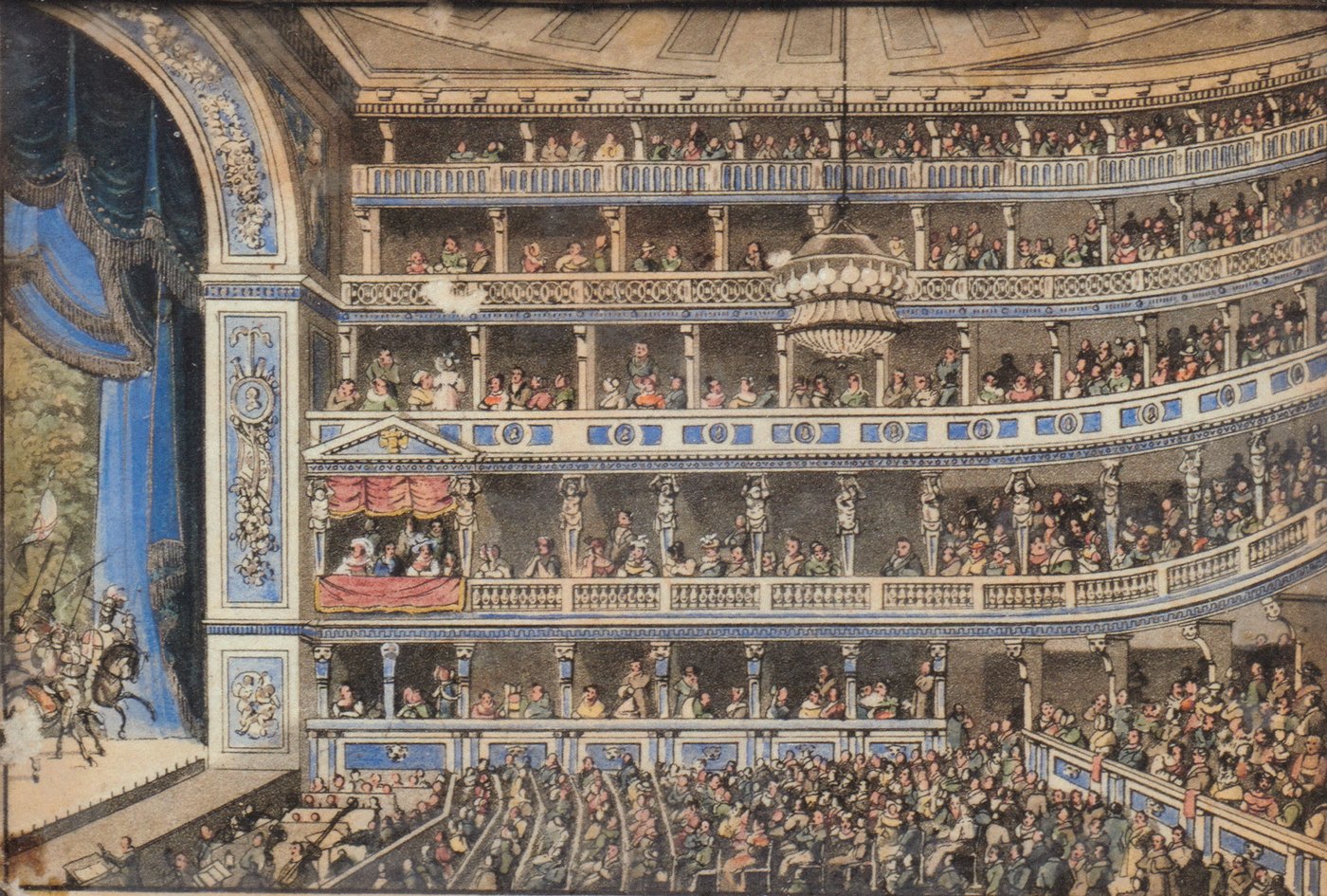 Early nineteenth-century engraving of the interior of the Theater an der Wien showing tiers of boxes and the stage