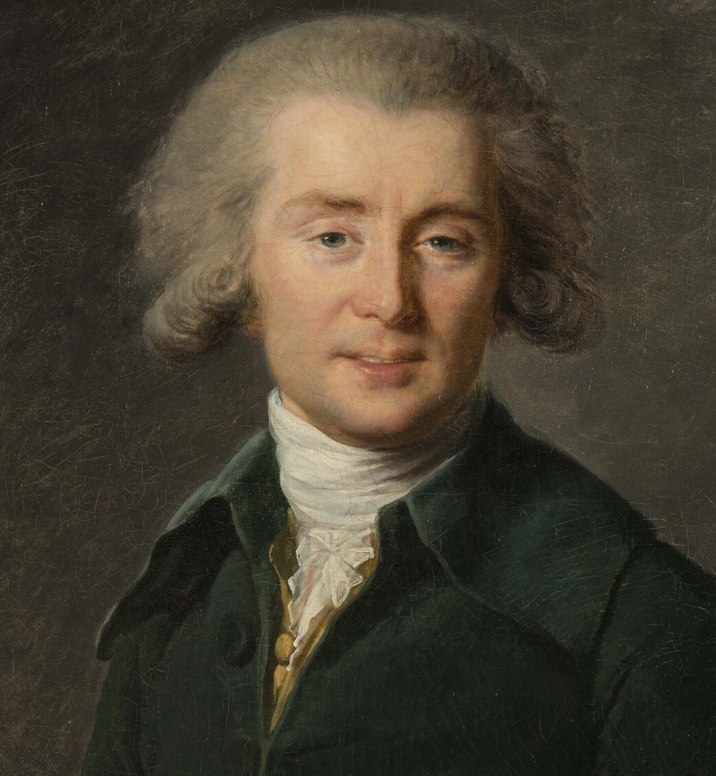 Painted portrait of the eighteenth-century composer Andre Gretry in a dark green coat